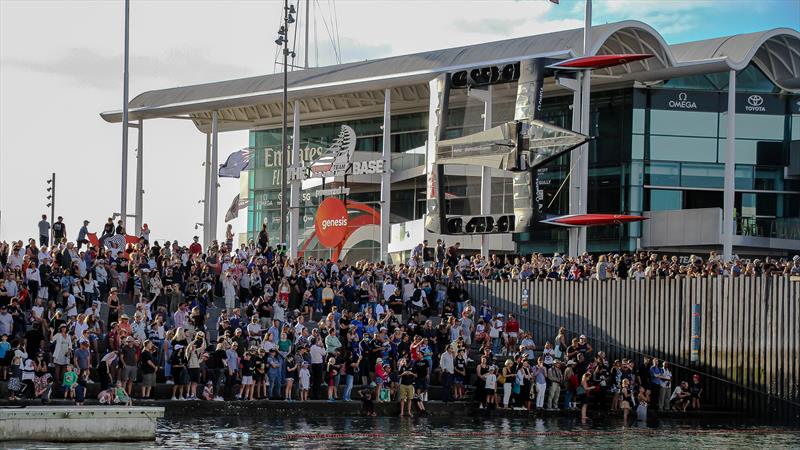 Fans gather in front of the Emirates Team NZ base in Auckland to welcome Te Rehutai after the AC36 win - March 17, 2021 - photo © Richard Gladwell / Sail-World.com / nz