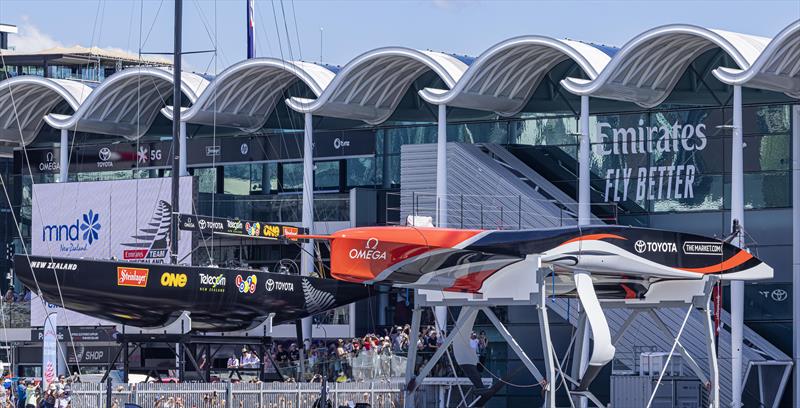 Emirates Team NZ base with the 2000 and 2021 America's Cup Champions - photo © ACE 