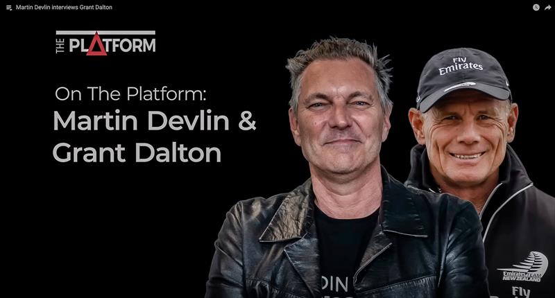 The Platform's Martin Devlin talks with Emirates Team NZ CEO Grant Dalton - photo © The Platform