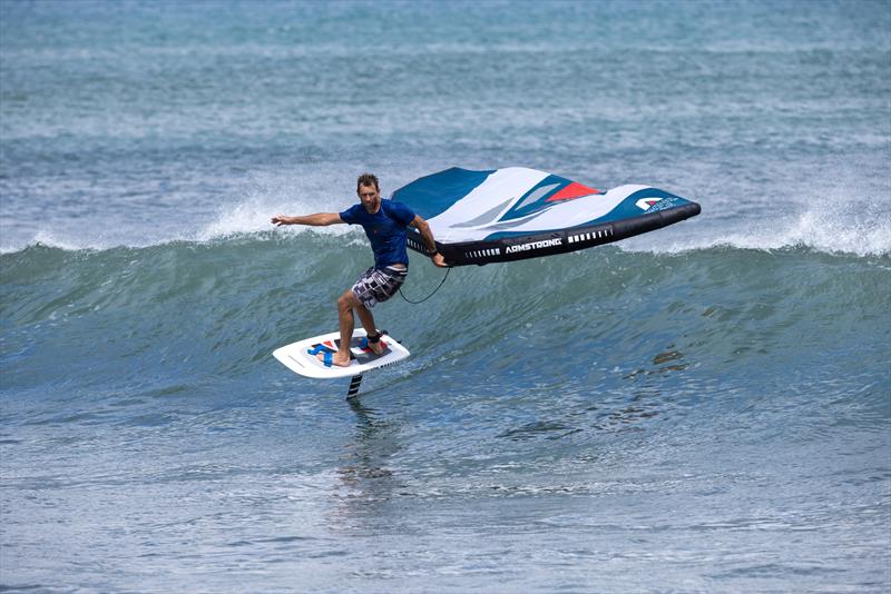 Co-founder Armie Armstrong testing the Armstrong Foils A-Wing V2 photo copyright Nathaniel Volk taken at Takapuna Boating Club and featuring the  class