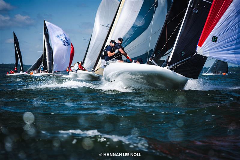 Madcap leads the charge photo copyright Hannah Lee Noll taken at Hoofer Sailing Club and featuring the A Scow class