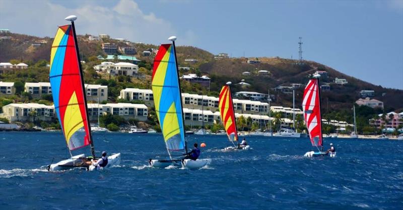 2021 St. Thomas International Regatta Day 2: Hobie Wave racing photo copyright Dean Barnes taken at St. Thomas Yacht Club and featuring the Catamaran class