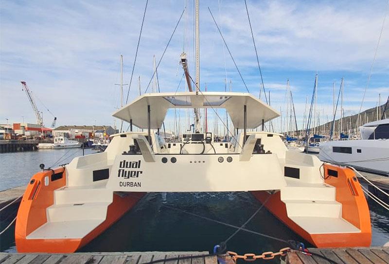 Wide stance of the Scape 40 and the aft mounted, U-Shaped helm station. - photo © Scape Yachts