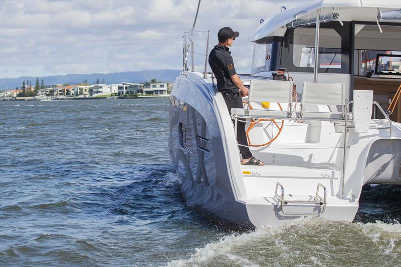 The 'embossed' hull afford volume and adds to the overall styling package of the Excess 11 photo copyright John Curnow taken at  and featuring the Catamaran class