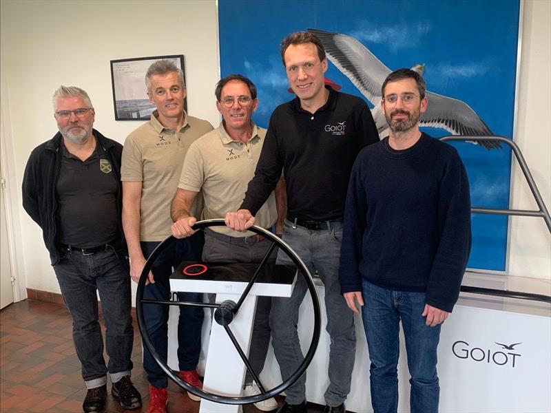 Christian LEBAS (Design engineer - GOIOT), Jean-Marc LE NORMANT (CTO - MODX), Franck DAVID (CEO - MODX), Arnaud LEBLAIS (CEO - GOIOT), Matthieu RUAULT (I&D director - GOIOT) photo copyright MODX Catamarans taken at  and featuring the Catamaran class