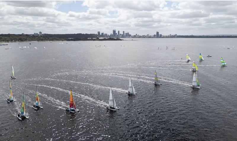 Division B off and racing photo copyright SailsOnSwan taken at Nedlands Yacht Club and featuring the Catamaran class