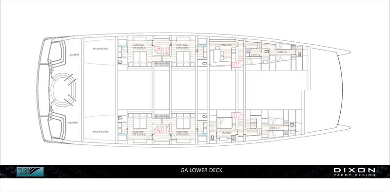 Dragonfly Lower Deck - photo © Dixon Yacht Design