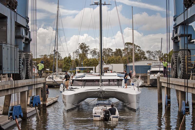 Evening Star splashes ahead of her commissioning - photo © Mahi Boats