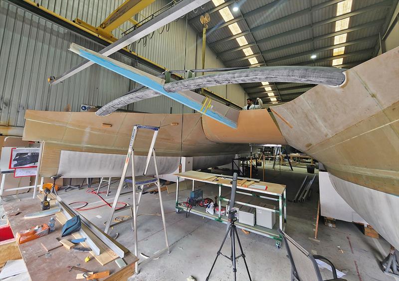 Carbon Fibre used where it counts - like the longeron and fore beam - Evening Star photo copyright Mahi Boats taken at  and featuring the Catamaran class