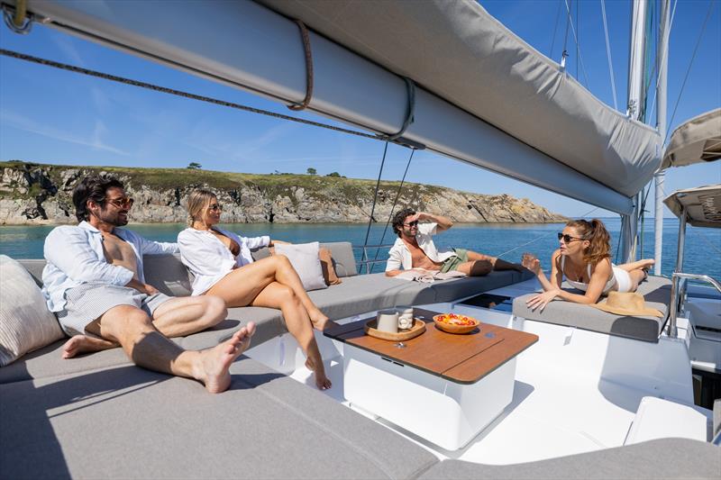 FP48 lounge deck photo copyright Fountaine Pajot taken at  and featuring the Catamaran class