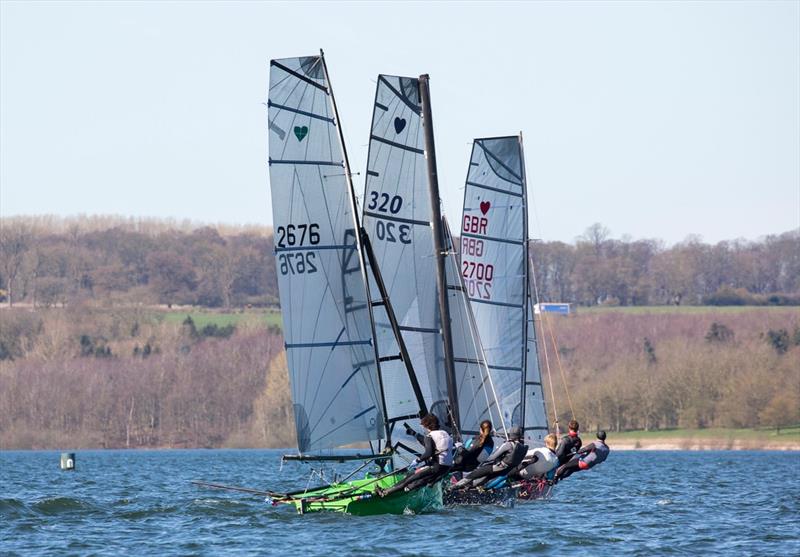 Banshee Ambulance's wing mast (centre) during the Rutland Cherub Open photo copyright Tim Olin / www.olinphoto.co.uk taken at Rutland Sailing Club and featuring the Cherub class