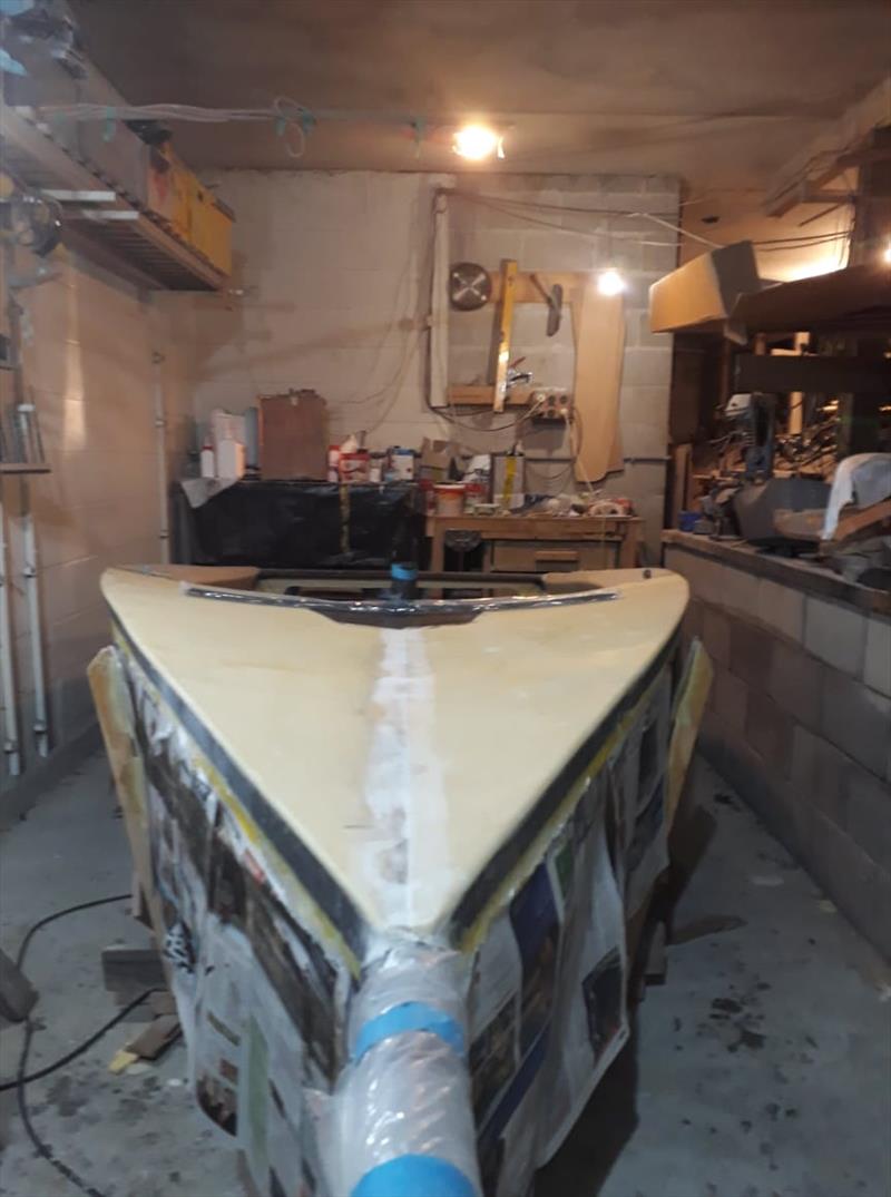 Tim Roper's carbon and foam Cherub under construction to an Allan Roper design photo copyright Allan Roper taken at Takapuna Boating Club and featuring the Cherub class