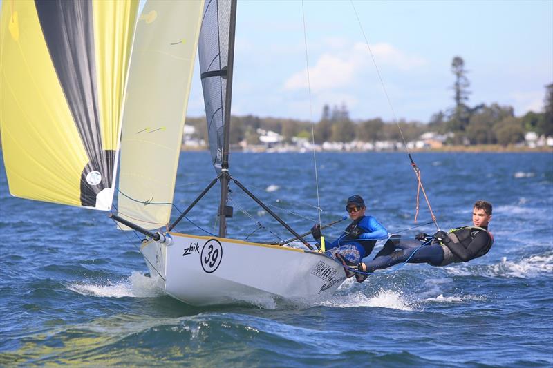 Marshall Day and Charlie Nosworthy second overall - 2023 Zhik Combined High Schools Sailing Championships photo copyright Red Hot Shotz - Chris Munro taken at Belmont 16ft Sailing Club and featuring the Cherub class