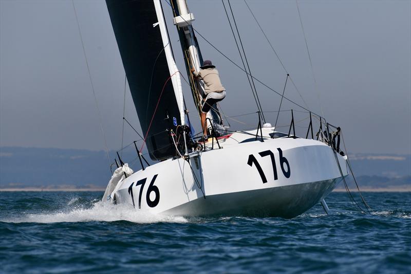 Penfret is the first Class40 across the finish line in the 2026 RORC Round Britain and Ireland Race - photo © Rick Tomlinson / RORC