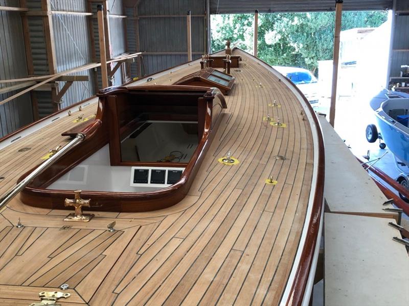 Ida - deck view with a glued, screw-less, teak deck and original design companionways and hatches photo copyright Classic Yacht Charitable Trust taken at Royal New Zealand Yacht Squadron and featuring the Classic Yachts class