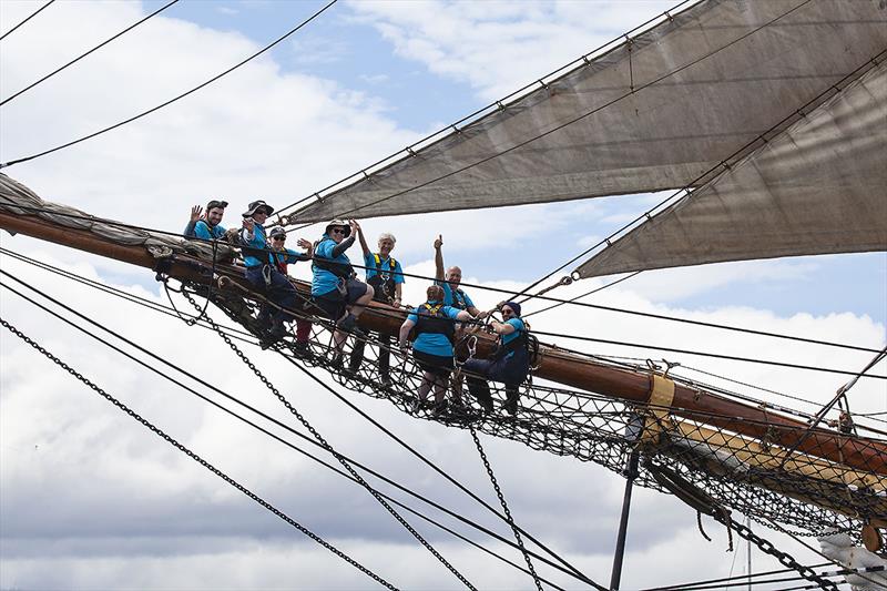2023 Australian Wooden Boat Festival in Hobart - on the bowsprit of the James Craig - photo © John Curnow