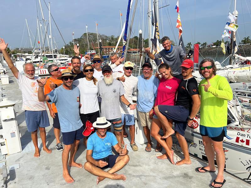 15 proud, happy and HOT builder sailors about to set off from Panama on a grand solo adventure in the boats that make them all feel very proud every time they look at them!! An amazing combination that is even more than just a solo circumnavigation.. - photo © Don McIntyre / MGR2025