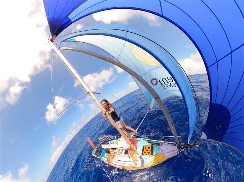 Jasmine aboard #88 Numbatou in the Mini Globe Race 2025-26, still at sea when she received the great news - winner of the Ocean Cruising Club Jester Award 2025 - photo © Jasmine Harrison / MGR2025