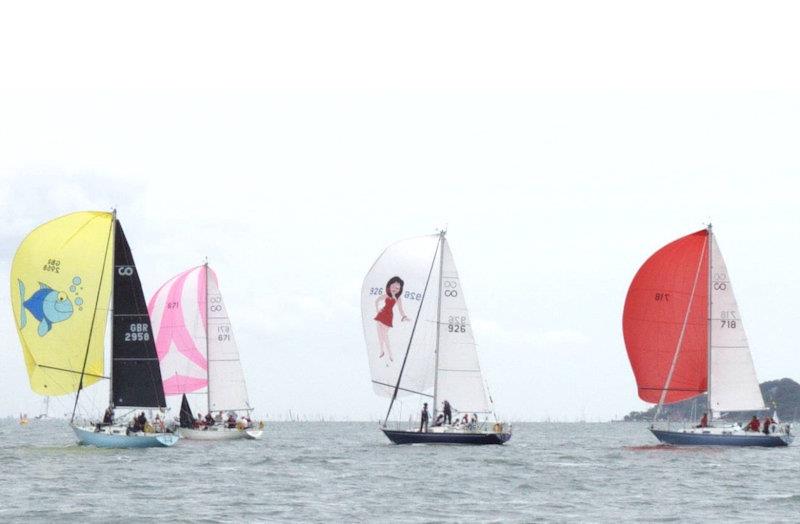 Corafin, Mary Rose Tudor, English Rose and Carinosa in close racing on Friday - Contessa 32 class at Cowes Week photo copyright Rob Hamlett taken at Cowes Combined Clubs and featuring the Contessa 32 class
