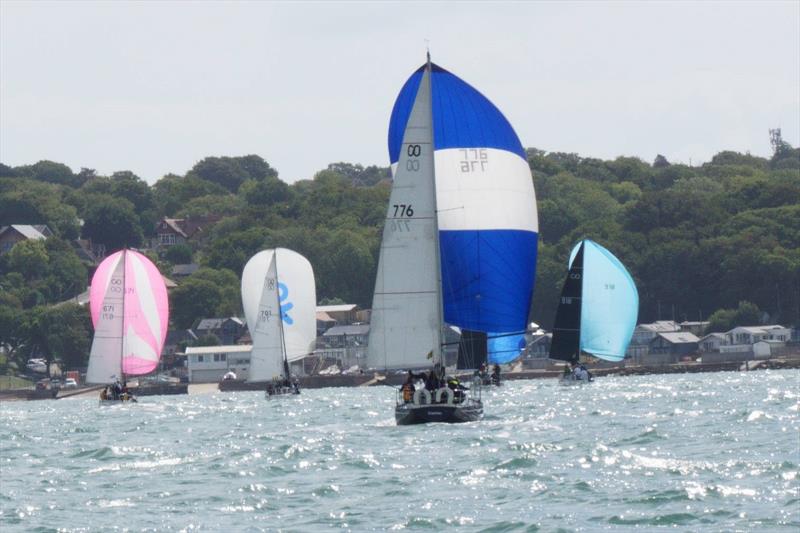 The leading boats heading for the island shore - Contessa 32 class at Cowes Week photo copyright Rob Hamlett taken at Cowes Combined Clubs and featuring the Contessa 32 class