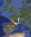 Red Roo 2025. Sea Miles (red) & Canal (dots)