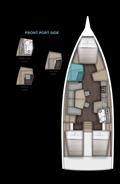 Dufour 39 layout amenagements 3 cabins