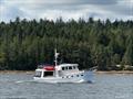 Kadey Krogen Evenstar leaving Clam Bay