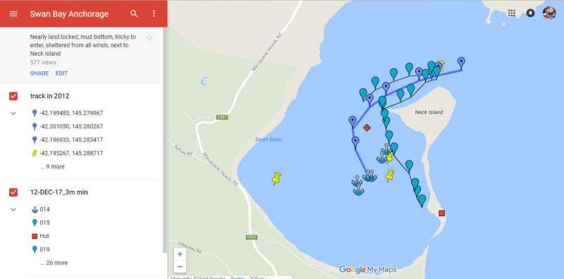swan basin soundings showing the 3 m line - photo © Jack and Jude