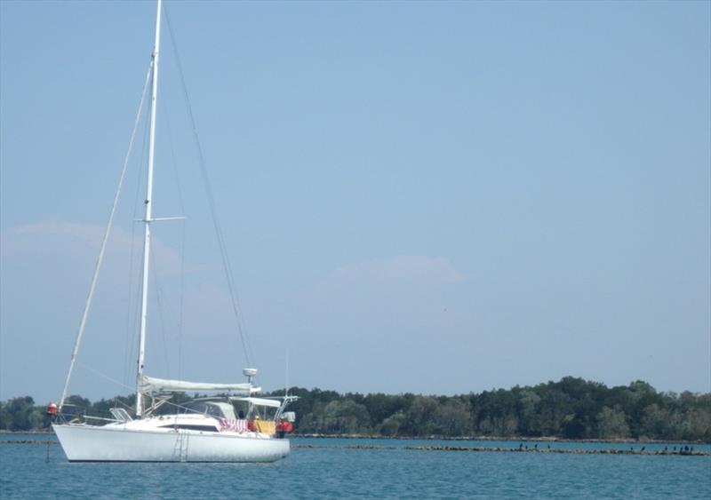 The Breeze sitting happily on her mooring at Iluka - photo © Kristen Anderson