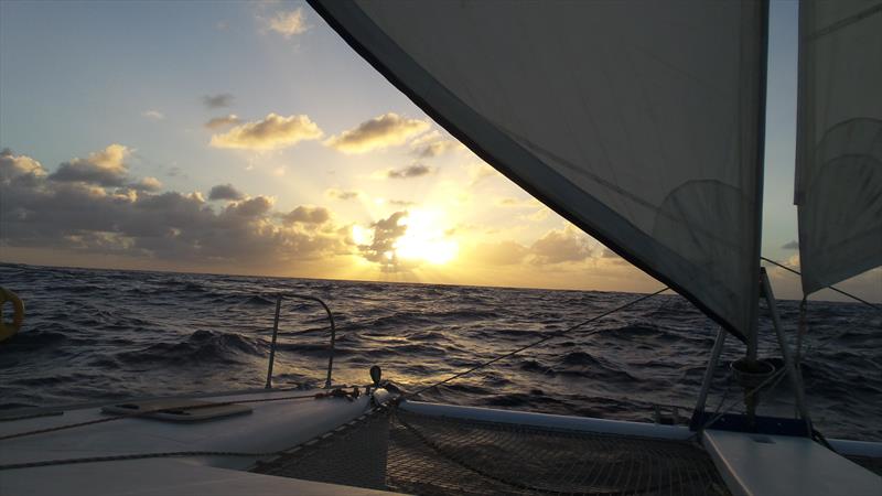 Sunset at sea photo copyright Mission Ocean taken at  and featuring the Cruising Yacht class