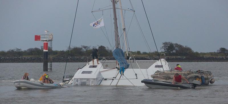 Lagoon 400 catamaran Felix sank in the Burnett river photo copyright Helen and Ben taken at  and featuring the Cruising Yacht class