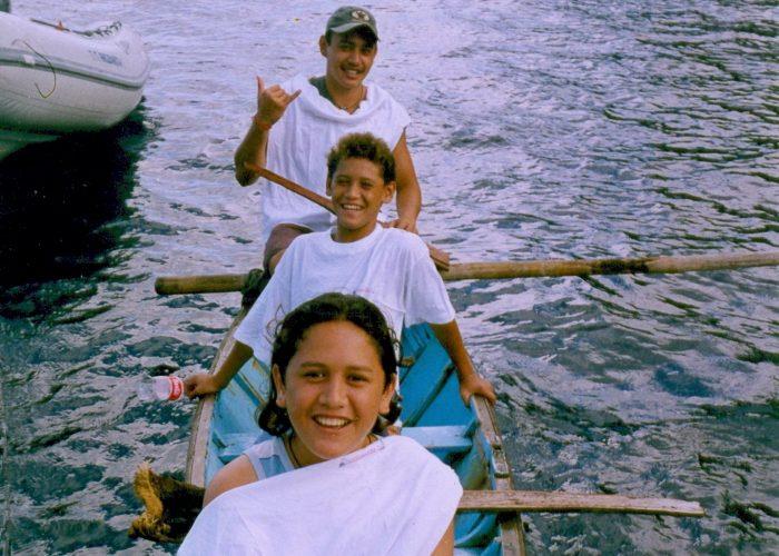 Young islanders greet us at Fatu Hiva - photo © Hugh & Heather Bacon