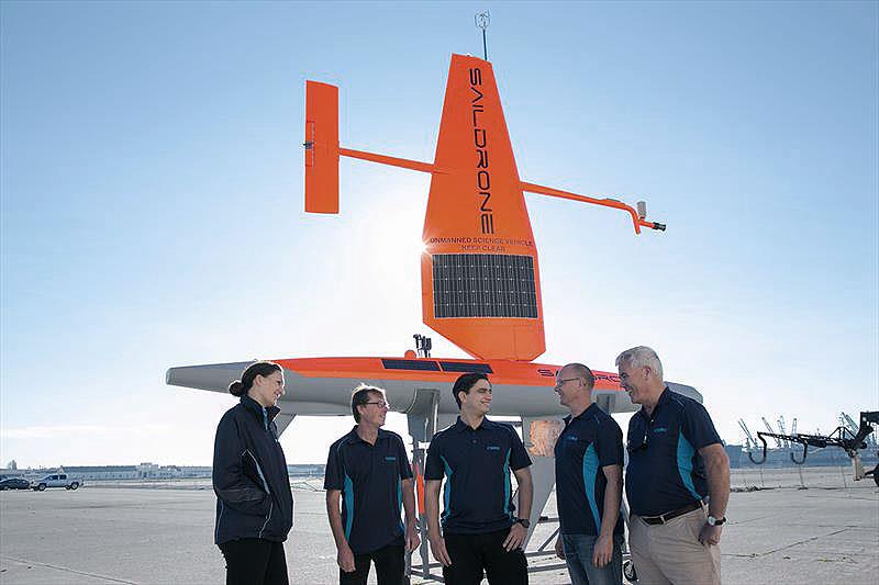 CSIRO Oceans and Atmosphere Team with one of their Saildrones - photo © CSIRO