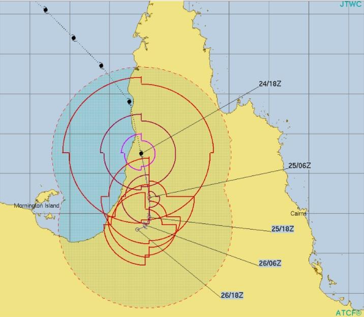 JTWC tracking for NORA - photo © WeatherWatch.co.nz