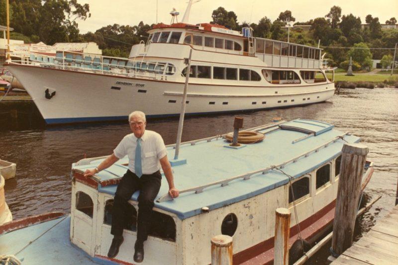 Reg Morrison Piner, river-man, tourist operator with his Dennison Star in background photo copyright Courtesy of Garry Kerr taken at  and featuring the Cruising Yacht class