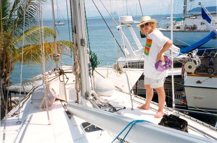 Raietea before splash with Bora Bora in the distance - photo © Hugh & Heather Bacon