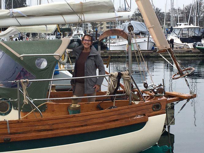 Pixie with co-skipper Cathy in cockpit - photo © Bill Norrie