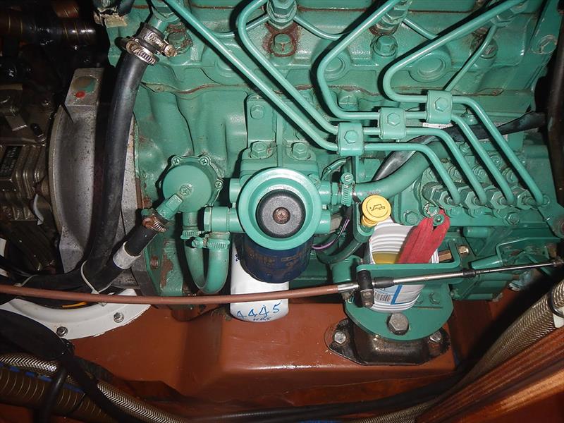 Diesel injector pump with a rag directing the leak to a container photo copyright Andrew and Clare taken at  and featuring the Cruising Yacht class