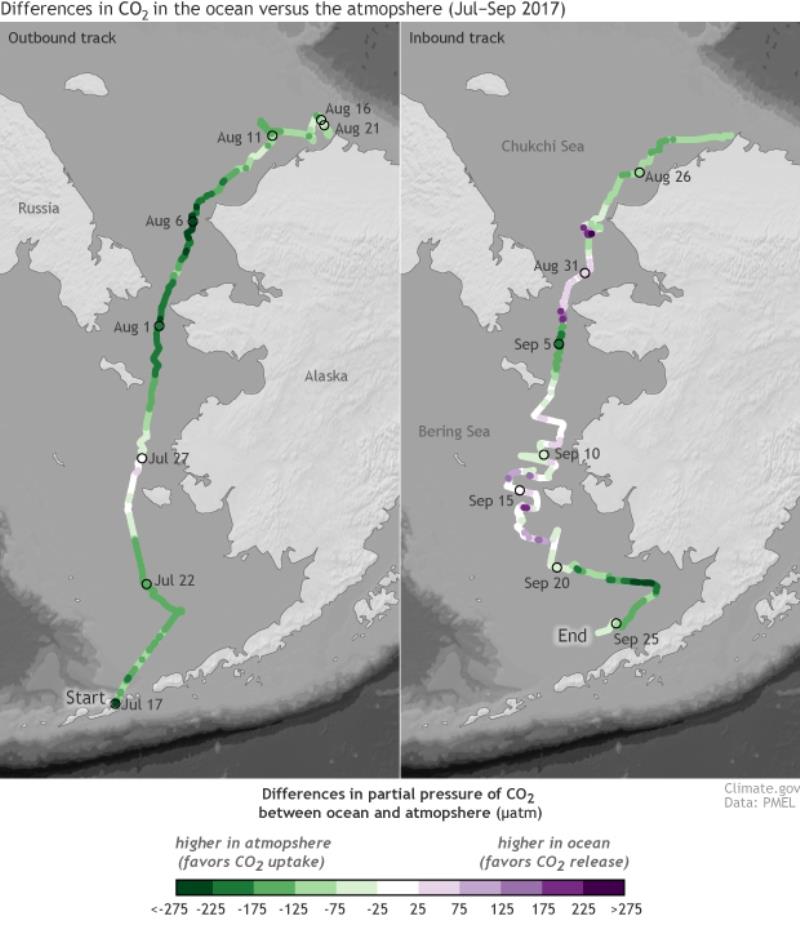 Between July and September of 2017 saildrones cruised past Alaska and into the Arctic, collecting observations of the difference in partial pressure of carbon dioxide (pCO2) in the ocean versus the atmosphere photo copyright NOAA Climate.gov / NOAA PMEL taken at  and featuring the Cruising Yacht class