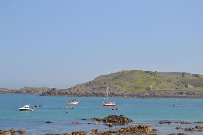 On anchor in Braye Harbour Alderney – The Channel Islands - 2018 adventure - United Kingdom to the Channel Islands photo copyright SV Red Roo taken at  and featuring the Cruising Yacht class