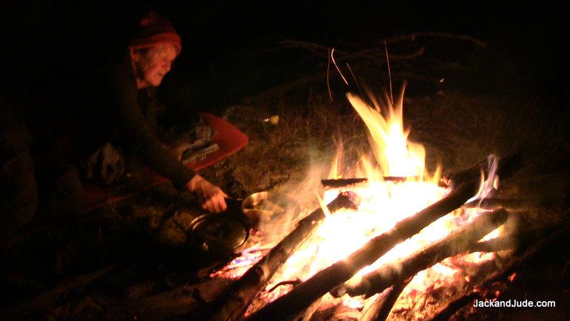 Next to the river with a big fire - photo © Jack and Jude