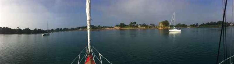 Tranquil anchorage La Corderie at high tide on Ile de Brehat photo copyright SV Red Roo taken at  and featuring the Cruising Yacht class