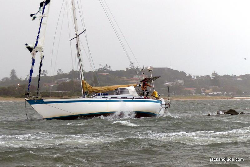 Loosely furled headsails worked free during this east coast low photo copyright Jack and Jude taken at  and featuring the Cruising Yacht class