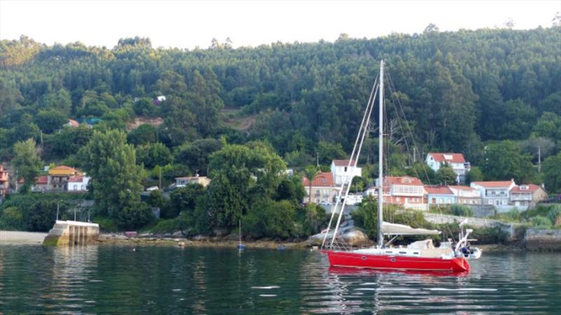 Red Roo in Ria de Ferrol, Spain's coast and coastal towns are all covered in tree plantations - photo © SV Red Roo