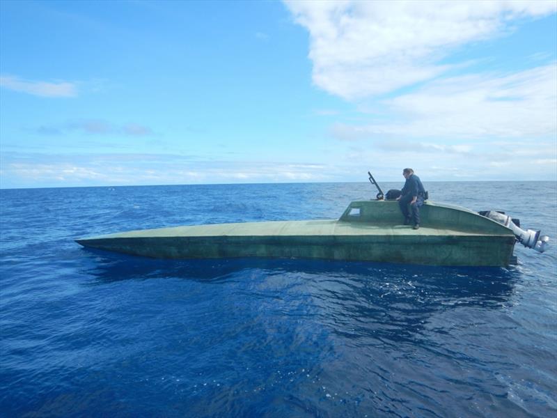 Crewmembers from U.S. Coast Guard Cutter Seneca inspect a suspected drug smuggling vessel in international waters of the Eastern Pacific Ocean Monday, August 20, 2018 photo copyright U.S Coast Guard taken at  and featuring the Cruising Yacht class