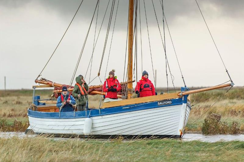 Salford sailing into Cley Harbour photo copyright Chris Taylor Photo taken at  and featuring the Cruising Yacht class