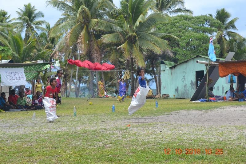 The sack race photo copyright Andrew and Clare / Freedom and Adventure taken at  and featuring the Cruising Yacht class