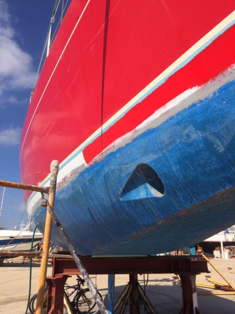 Re-doing the red on the waterline photo copyright SV Red Roo taken at  and featuring the Cruising Yacht class