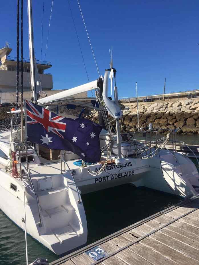 Look at that fantastic Australian Flag. Adventurous – Port Adelaide - photo © SV Red Roo