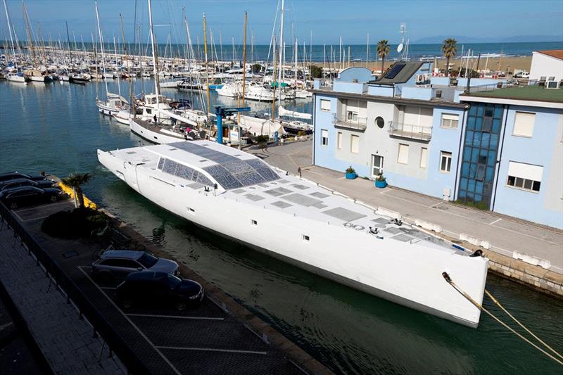 The hull of the first S/Y 42m E-volution photo copyright Perini Navi taken at  and featuring the Cruising Yacht class